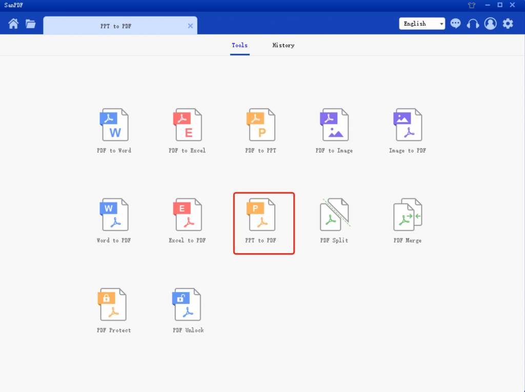 SanPDF pptx into pdf converter