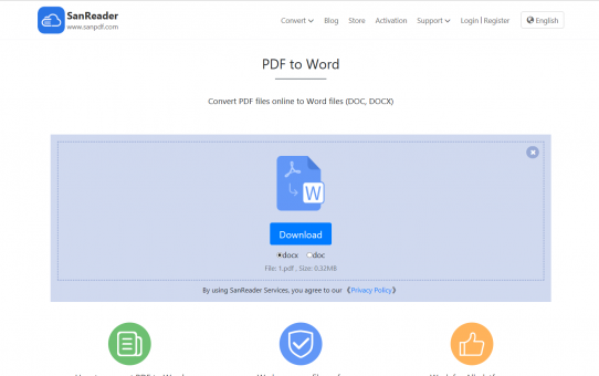 Simple online conversion tool that can convert PDF to Word