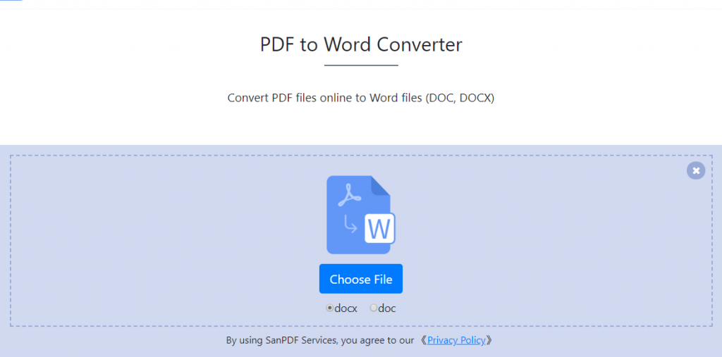 SanPDF to Word Converter Choose File