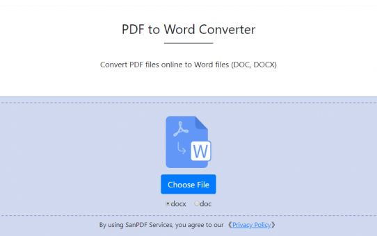 San PDF Converter, easy to get online San PDF to Microsoft Office Word (.doc, .docx)