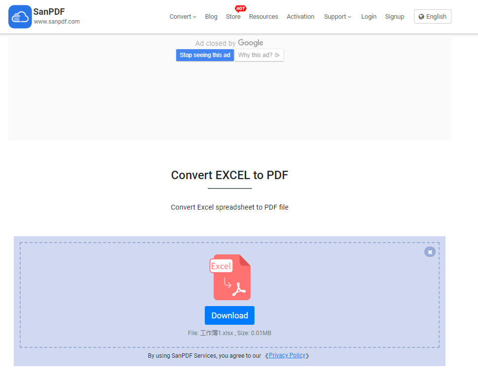  Microsoft office Excel to Adobe PDF