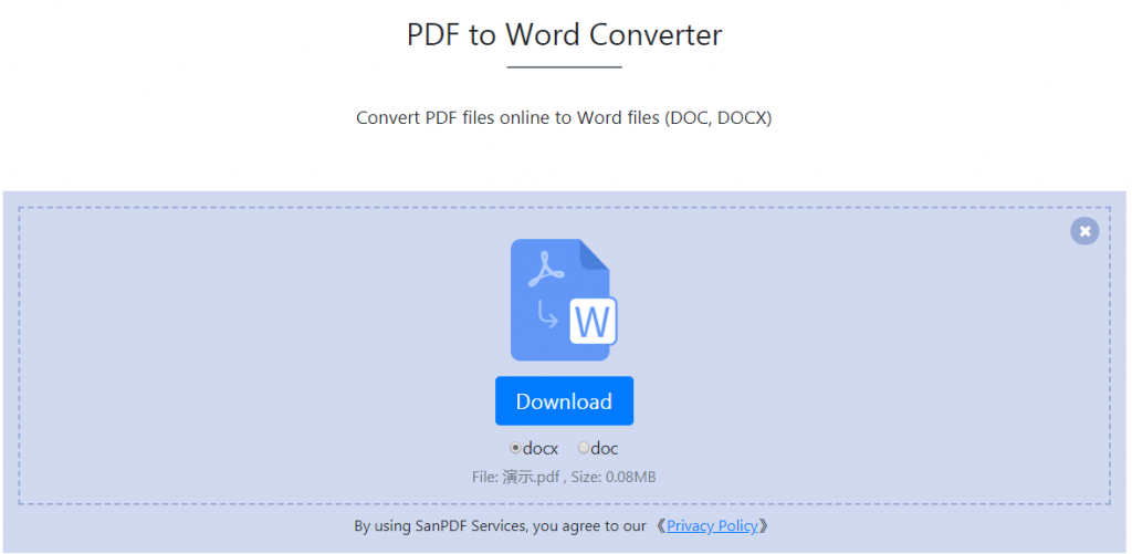 Microsoft office Word(.docx,.doc) document into a Adobe PDF ;download