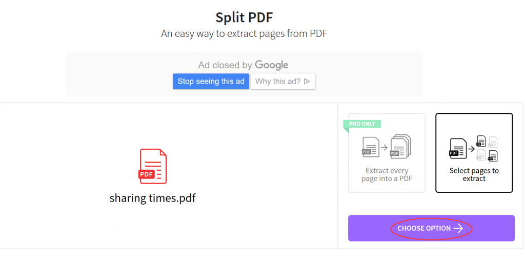 Adobe PDF split