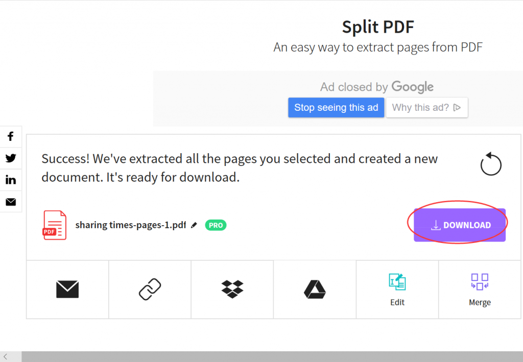 Adobe PDF split