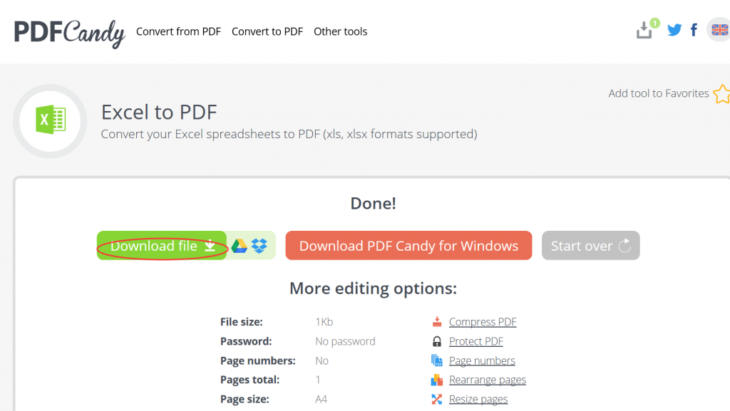 Microsoft Office Excel (.xls, .xlsx) to Adobe PDF